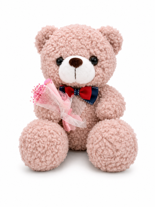 Pink Teddy Bear with Bouquet