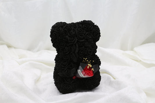 Noir Bear with Bouquet - 25cm