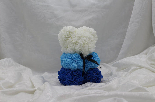 Mixed Blue and White Bear - 25cm