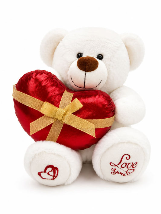 White Cuddle Bear with Heart